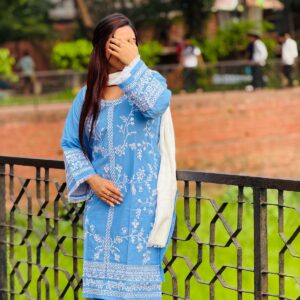 Sky Blue Embroidered Salwar Kameez Set